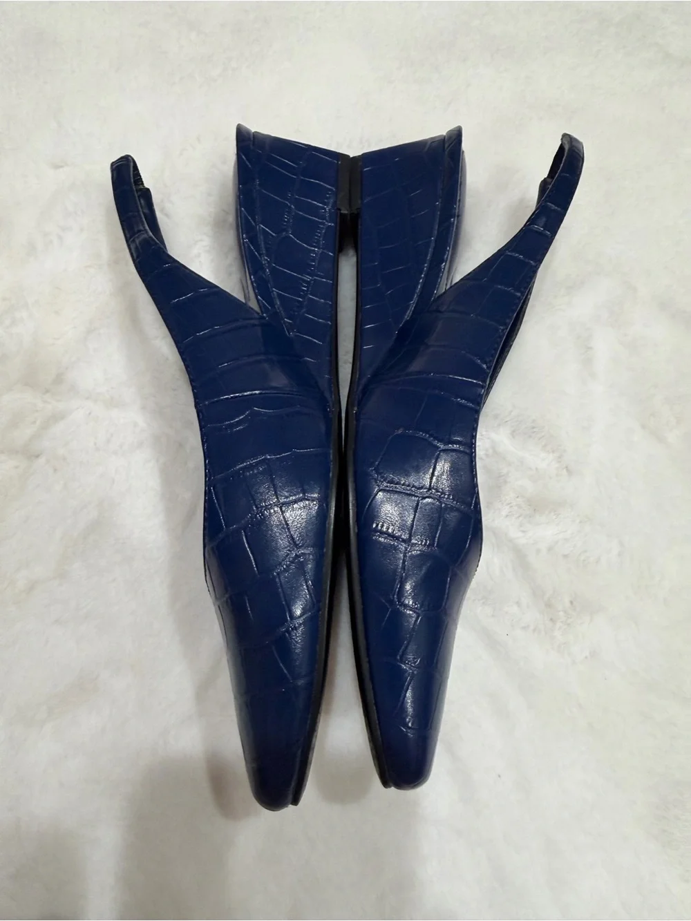 Bandolino Navy Croc-Embossed Slingback Wedges Size 7
